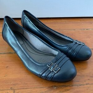 Life Stride Navy Blue Low Wedge